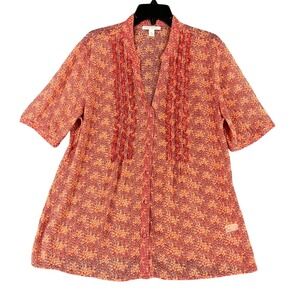 Banana Republic Blouse Women XL Floral Short Sleeve Lightweight Cottagecore Boho